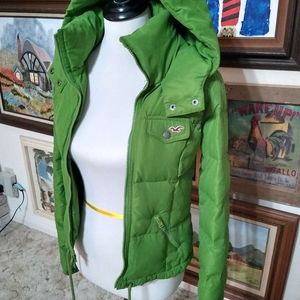 Hollister Green Down Coat/jacket xs